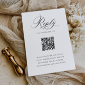 Elegant Script Zwart-wit QR Code Bruiloft RSVP Kaartje