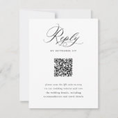 Elegant Script Zwart-wit QR Code Bruiloft RSVP Kaartje (Voorkant)