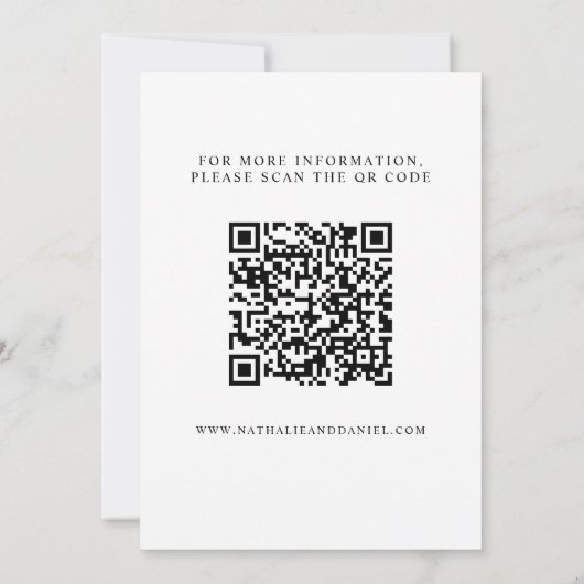 Elegant Script Zwart-wit QR Code Bruiloft Save The Date (Achterkant)