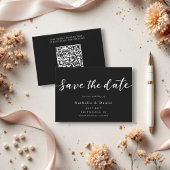 Elegant Script Zwart-wit QR Code Bruiloft Save The Date