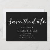 Elegant Script Zwart-wit QR Code Bruiloft Save The Date (Voorkant)