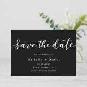 Elegant Script Zwart-wit QR Code Bruiloft Save The Date (Staand voorkant)