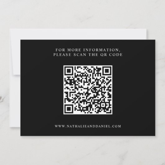 Elegant Script Zwart-wit QR Code Bruiloft Save The Date (Achterkant)