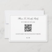 Elegant Script Zwart & Wit QR Code Wedding RSVP Kaartje (Achterkant)