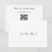Elegant Script Zwart & Wit QR Code Wedding RSVP Kaartje (Voorkant / Achterkant)