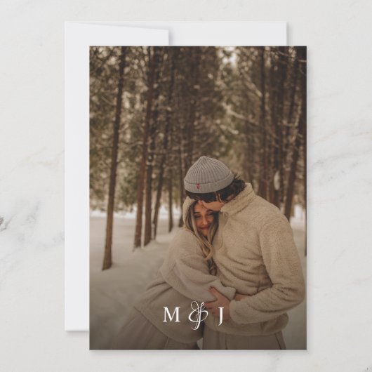 Elegant Script Zwart & Wit Rand Foto bruiloft Kaart (Achterkant)