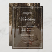 Elegant Script Zwart & Wit Rand Foto bruiloft Kaart (Voorkant / Achterkant)