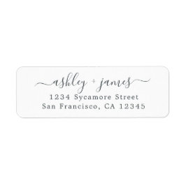 Elegant Script Zwart Wit Retouradres Label