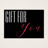 Elegant Script Zwart Wit & Roze Cadeaubon Visitekaartje (Voorkant)