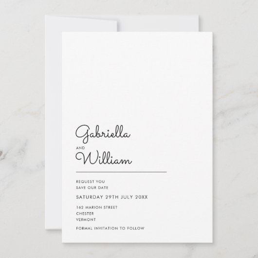 Elegant Script Zwart Wit Save the Date (Voorkant)