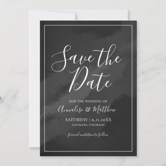 Elegant Script Zwart Wit Save the Date Wedding Kaart (Voorkant)