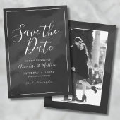 Elegant Script Zwart Wit Save the Date Wedding Kaart