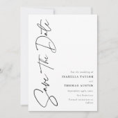 Elegant Script Zwart Wit Sla de datum op Save The Date (Voorkant)