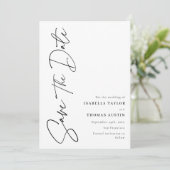 Elegant Script Zwart Wit Sla de datum op Save The Date (Staand voorkant)
