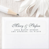 Elegant Script Zwart Wit Trouw Retouradres Etiket (Insitu)