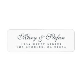 Elegant Script Zwart Wit Trouw Retouradres Etiket