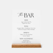 Elegant Script Zwart-wit Wedding Bar Acryl Bord (Voorkant)
