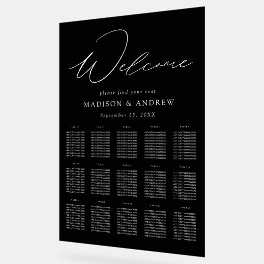 Elegant Script zwart-wit zitschema Acryl Bord (Hoek)