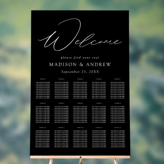 Elegant Script zwart-wit zitschema Acryl Bord (Neutraal)