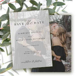 Elegant script zwart-witfotobruiloft save the date