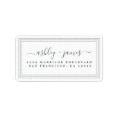 Elegant Script Zwart Witte Huwelijksretouradres Etiket (Voorkant)