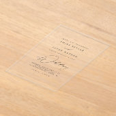 Elegant script zwarte boho minimalistische bruilof acryl uitnodigingen (Laagn)