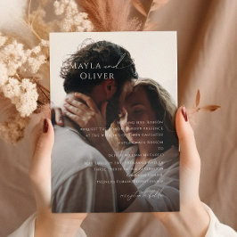 Elegant script | Zwarte foto Traditioneel bruiloft Kaart