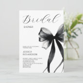 Elegant Script Zwarte Waterverf Boog Bruidsdouche Kaart (Staand voorkant)