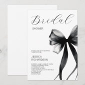 Elegant Script Zwarte Waterverf Boog Bruidsdouche Kaart (Voorkant / Achterkant)