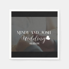 Elegant Script zwevend hart Foto Zwart Servet