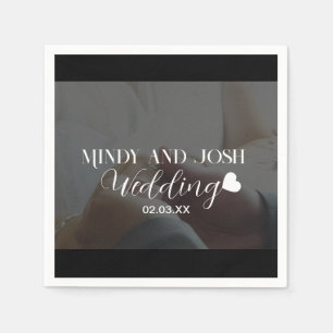 Elegant Script zwevend hart Foto Zwart Servet