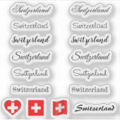 Elegant script Zwitserland en Zwitserse vlag /name Sticker (Voorkant)