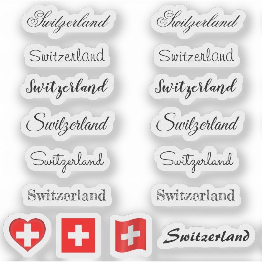 Elegant script Zwitserland en Zwitserse vlag /name Sticker (Voorkant)