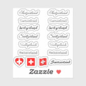 Elegant script Zwitserland en Zwitserse vlag /name Sticker (Vel)