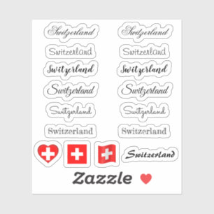 Elegant script Zwitserland en Zwitserse vlag /name Sticker