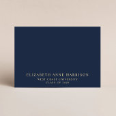 Elegant scriptadvies wenst blauw goud Afstuderen Informatiekaartje