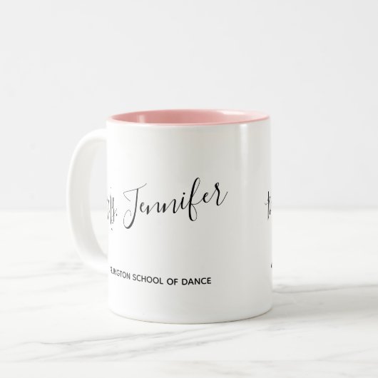 Elegant Scripted Dance Teacher Tweekleurige Koffiemok (Voorkant links)