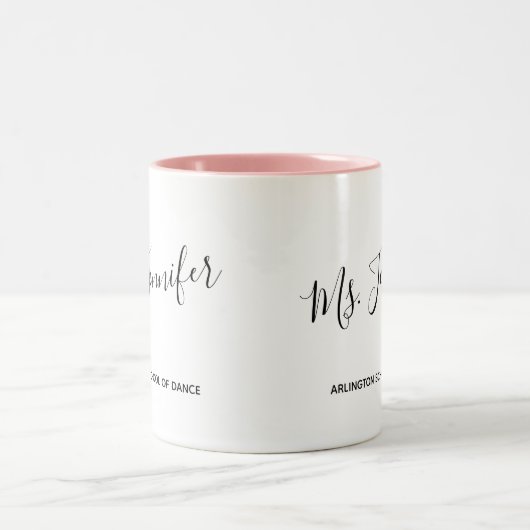 Elegant Scripted Dance Teacher Tweekleurige Koffiemok (Center)
