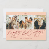 Elegant scripted Happiest Feestdagen 3 Familiefoto Feestdagenkaart (Voorkant)