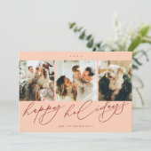 Elegant scripted Happiest Feestdagen 3 Familiefoto Feestdagenkaart (Staand voorkant)