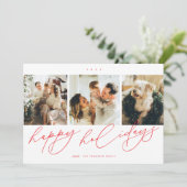 Elegant scripted Happiest Feestdagen 3 Familiefoto Feestdagenkaart (Staand voorkant)