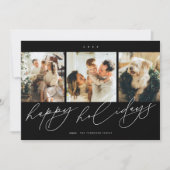 Elegant scripted Happiest Feestdagen 3 Familiefoto Feestdagenkaart (Voorkant)