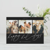 Elegant scripted Happiest Feestdagen 3 Familiefoto Feestdagenkaart (Staand voorkant)
