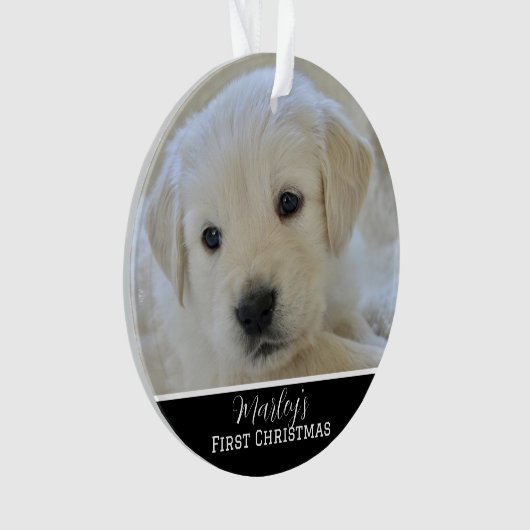 Elegant Scripted Pet's First Christmas Ornament (voorkant)