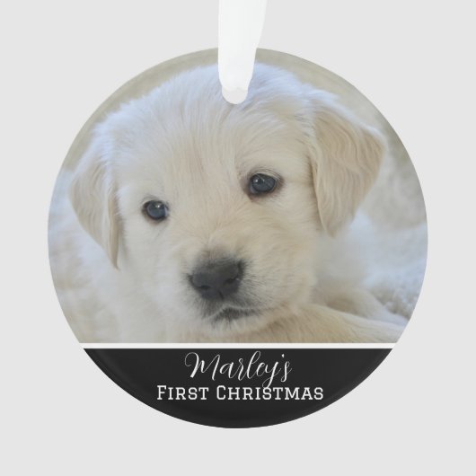 Elegant Scripted Pet's First Christmas Ornament (voorkant)