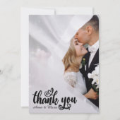 Elegant Scripted Wedding Thank You Card W Note Bedankkaart (Voorkant)