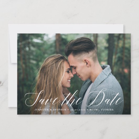 Elegant scriptfoto save the date (Voorkant)