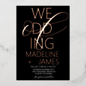 ELEGANT Scripting Roos Gold Folie Uitnodiging (Voorkant)