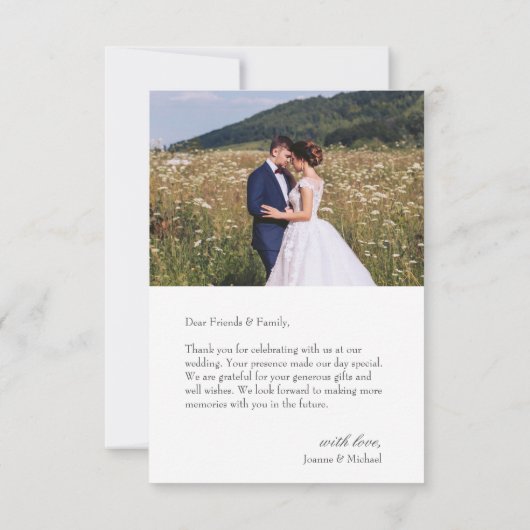 Elegant Scripting Wedding Dank u Kaart W Nota (Achterkant)