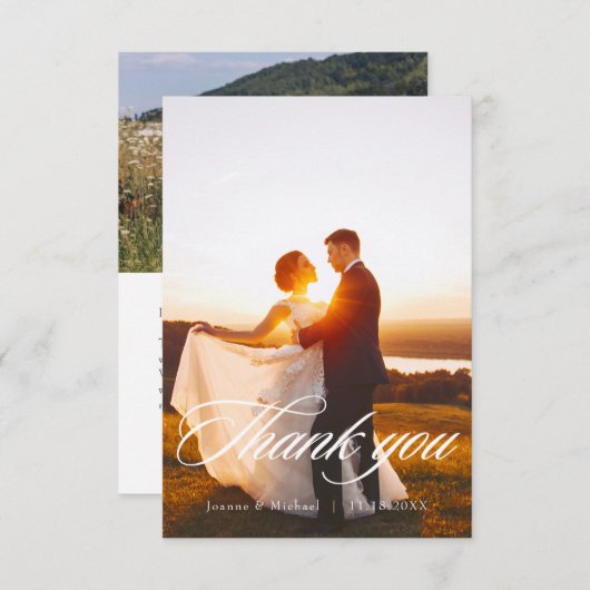 Elegant Scripting Wedding Dank u Kaart W Nota (Voorkant / Achterkant)